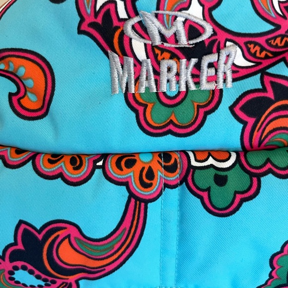 Marker Turquoise Red Floral Pattern Puffer Vest Size 8 - Picture 6 of 14